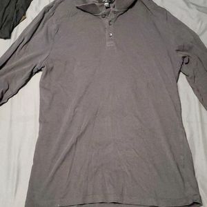 Dark Grey muscle fit long-sleeved polo